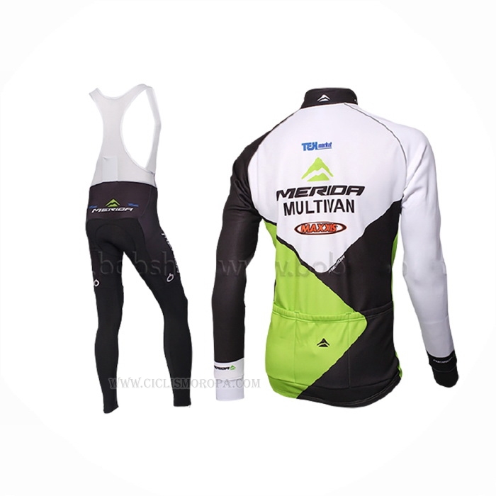 2014 Ropa Ciclismo Multivan Merida Verde Blanco Mangas Largas y Culotte Lunga